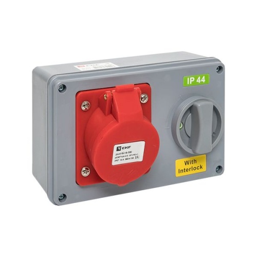 Розетка с блокировкой и выключателем 1415 3Р+РЕ+N 16А 380В IP44 | код ps-1415-16-380 | EKF фото 2