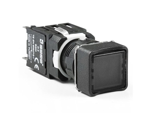 Кнопка нажимная возвратная квадратная (1НО) черн. EMAS D100KDH