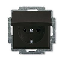 Basic 55 - Розетка 2P+E нем. стд. с крышкой и рамкой, IP 44 (шато-черный) | код 2018-0-1502 | ABB