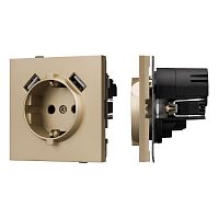 Механизм розетки с USB зарядкой SCT-TENDO-MUAA-SFPL-GD 230В 16А Arlight 054604