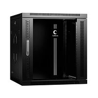 Cabeus SH-05F-12U60/60-R-BK Шкаф телекоммуникационный настенный разобранный 19 12U 600x600x635mm (ШхГхВ) дверь стекло, цвет черный (RAL 9004) | код 10743c | Cabeus