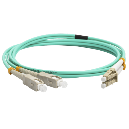 Патч-корд оптический LANMASTER, дуплексный, LC/PC-SC/PC, OM3, LSZH, 2.0 м | код LAN-2LC-2SC/OM3-2.0 | LANMASTER