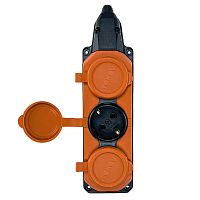 Колодка удлинителя 3-м с заземл. 16А IP44 каучук оранж. TOKOV | код TKE-C10-KK3-Z | TOKOV ELECTRIC
