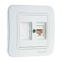 Розетка компьютерная 2-м СП Lillium 16А IP20 CAT.5e + гнездо бел./бел. Makel 70035