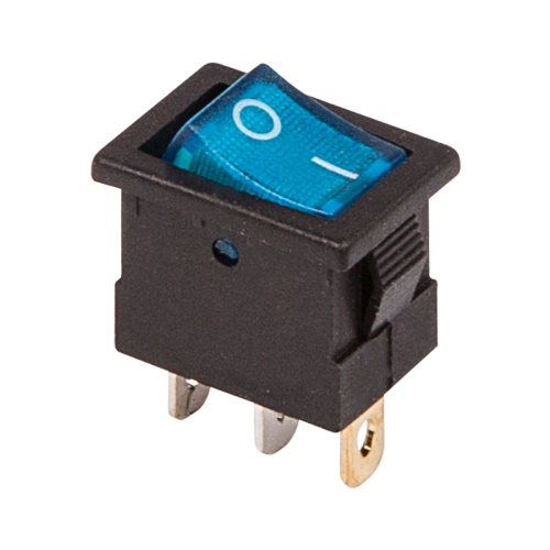 Выключатель клавишный 12V 15А (3с) ON-OFF синий с подсветкой Mini REXANT | код 36-2171 | REXANT