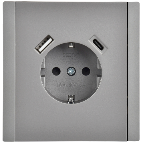 FORTE&PIANO Роз. з/к/ш в/к 16А USB A+C 18Вт FP547 ст. IEK | код FP-R14-16-U22-018-K46 | IEK фото 2 FORTE&PIANO Роз. з/к/ш в/к 16А USB A+C 18Вт FP547 ст. IEK | код FP-R14-16-U22-018-K46 | IEK фото 2