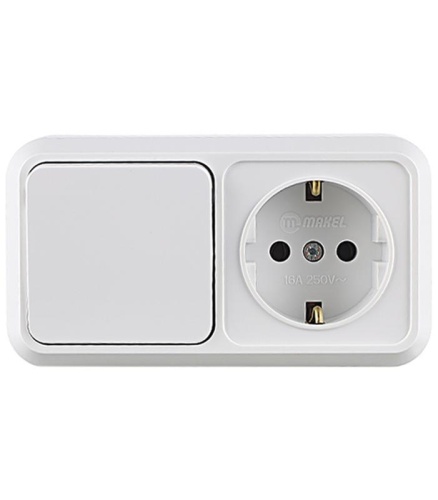 Блок ОП розетка 1-м IP20 с заземл.+выключатель 1-кл. Makel 451A1