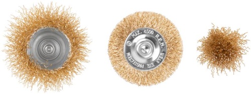 Набор щеток для дрели, 3 шт., Чашки 25, 50 мм, Плоская 50 мм, латунированная витая проволока, блистер, Profi | код 82-926 | FIT фото 6