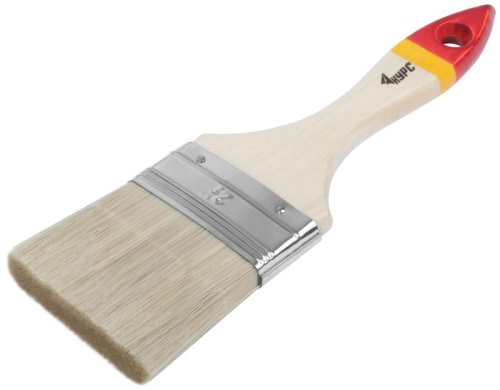 Кисть флейцевая "Модерн" 2.5дюйм (63мм) искусственная щетина деревянная ручка КУРС 00866 фото 2