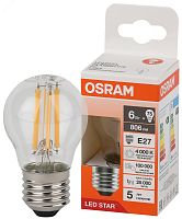 Лампа светодиодная филаментная LED Star Шарообразная 6Вт (замена 75Вт), 800Лм, 4000К, цоколь E27 OSRAM | код 4058075684751 | LEDVANCE