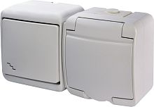 Микс_гориз. (лестн.выкл.+1-я роз.schuko_бел.кр.) (IP44/54) VRHH-3s | код 004668035 | ETI