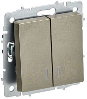 BRITE Выключ. 2-кл. с инд. отел. 10А ВС10-2-9-БрШ шамп. IEK | код BR-V20-2-10-K37 | IEK