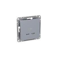 Эпика Механизм розетки USB-C - 2шт алюминий EKF | код UP1-SOA-2USBC | EKF