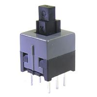 Миниатюрная кнопка без фиксации RUICHI PB22E09, DPDT, 8.5x8.5x14 мм, 0,1 А, 30 В, 70 мОм, монтаж на плату | код 58515 | Ruichi