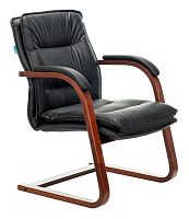 Кресло Бюрократ T-9927WALNUT-AV черный кожа полозья дерево коричневый | код 1360719 | БЮРОКРАТ