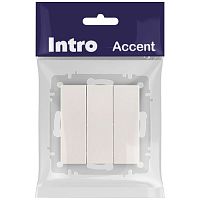 Выключатель Intro Accent 6-106-06 тройной, 10А-250В, IP20, СУ, AL/CU, перламутр | код Б0063542 | ЭРА