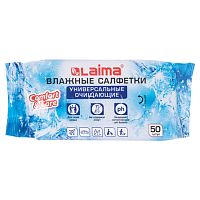Салфетки влажные 50 шт., LAIMA/ЛАЙМА, универсальные очищающие для всей семьи | код 125960 | LAIMA