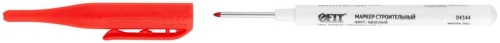 Маркер строительный перманентный, тонкий, удлиненное перо, красный | код 4344 | FIT