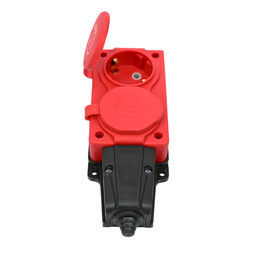 MultiSet Колодка 2х розетка 2К+З каучуковая 16А/250В IP44 Красная | код MST4122RD | Systeme Electric фото 4