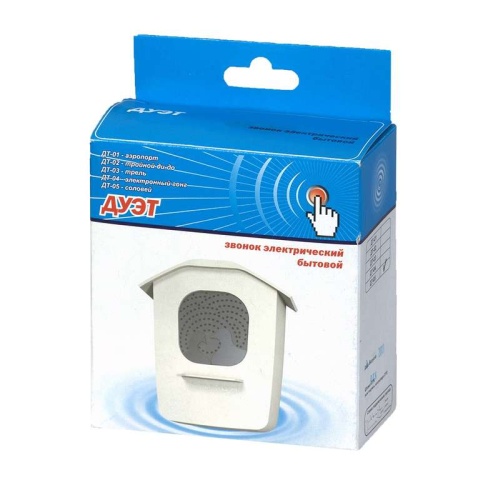 Звонок проводной Дуэт электрон. гонг 220В 80-90дБА бел. Тритон ДТ-04 фото 2