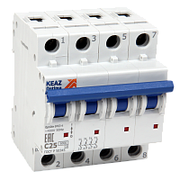 Выключатель автоматический четырехполюсный 25А C 6кА AC OptiDin BM63-4C25-УХЛ3 | код 260890 | КЭАЗ