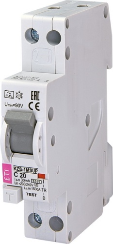 Диффер. автоматический выключатель KZS-1M SUP C 20/0,03 тип A (6kA) (верхн. подключ.) | код 002175725 | ETI