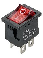 KCD1-201N 250В AC/DC, 2P, 6А, (4с), ON-OFF, черный корпус, красная клавиша, с LED подсв., Mini TDM | код SQ0746-0141 | TDM