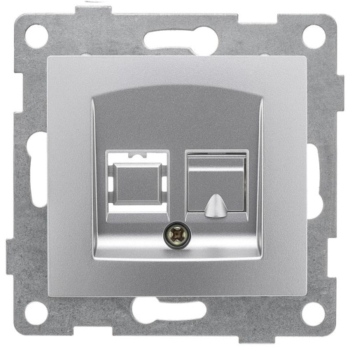 GUSI Bravo механизм розетки телефонной RJ12, одинарной, скрытая установка. Цвет серебро. | код С10Т1-004 | GUSI ELECTRIC