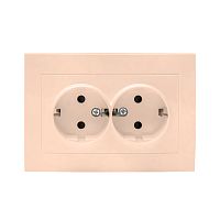 Валенсия розетка 2-местная с/з 16А кремовая с защ, штор, PROxima | код EWR16-128-20 | EKF