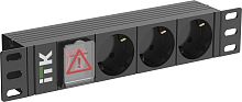ITK PDU 3 розетки немецкий стандарт с LED выключателем 1U вход С14 без кабеля 10" | код PH12-3D3-P | IEK