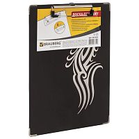 Доска-планшет BRAUBERG Black Jack с прижимом А4 (226х315 мм), картон/ламинированная бумага, ЧЕРНАЯ, 232236 | код 232236 | BRAUBERG