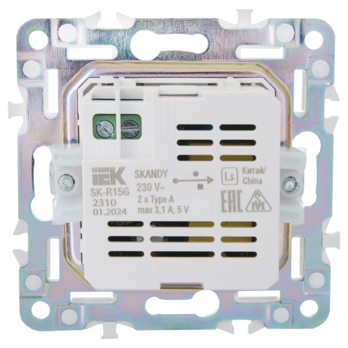 SKANDY Роз. USB A+A 3,1А SK-R15G граф. IEK | код SK-U21-D31-K53 | IEK фото 3