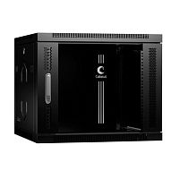 Cabeus SH-05F-9U60/60-BK Шкаф телекоммуникационный настенный 19 9U 600x600x501mm (ШхГхВ) дверь стекло, цвет черный (RAL 9004) | код 8589c | Cabeus