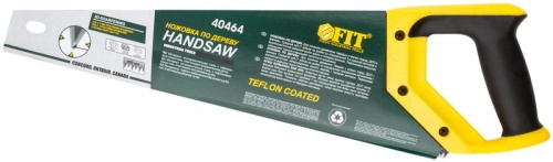 Ножовка по дереву, средн.кален.зуб 7 ТPI, 3D заточка, пласт.прорезинен.ручка, тефлон.покрытие 400 мм | код 40464 | FIT
