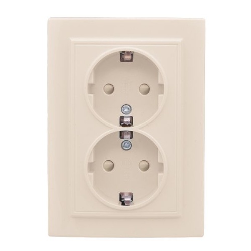 Розетка 2-мест, СП с/з 16А бежевый с защ, штор, Минск | код ERR16-128-200 | EKF фото 2
