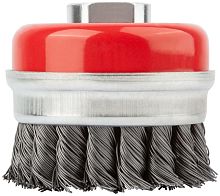 Кордщетка-чашка, гайка М14, стальная витая проволока с бандажом, Профи 65 мм | код 39506 | FIT