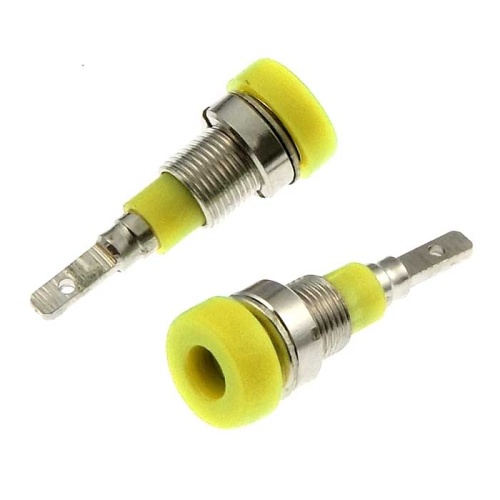 Гнездо RUICHI Z007 2 мм panel jack желтый, на панель под пайку | код 106902 | Ruichi