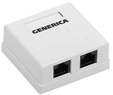 Розетка информационная настенная RJ45 кат.5E UTP 2 порта GENERICA | код CS2-1C5EU-22-G | IEK
