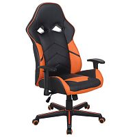 Кресло компьютерное BRABIX Storm GM-006 , регулируемые подлокотники, экокожа, черное/оранжевое, 532502 | код 532502 | BRABIX
