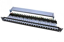 Патч-панель 19' 1U 24 порта RJ45 экранированный категория 5e Dual IDC ROHS черный | код 246037 | Hyperline