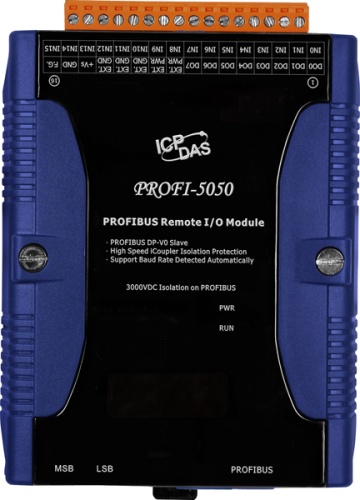 PROFI-5050 CR PROFIBUS Remote I/O Module (16-channel Non-Isolated Digital Input and 8-channel Non-Isolated Digital Output) | код 00-06083369 | ICP DAS