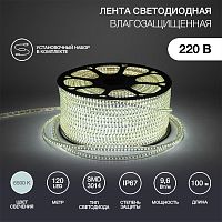 LED лента 220 В, 6x10.6 мм, IP67, SMD 3014, 120 LED/m, цвет свечения белый, 100 м | код 142-801 | NEON-NIGHT