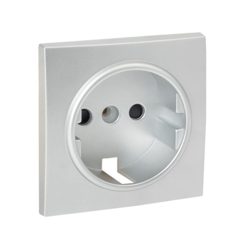 Валенсия лицевая панель розетки 1-местной с/з 16А сталь с защ, штор, PROxima | код ESR16-L-028-30 | EKF фото 2