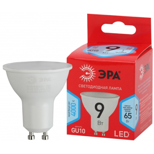 Лампа светодиодная RED LINE LED MR16-9W-840-GU10 R 9Вт MR16 софит 4000К нейтр. бел. GU10 | Код. Б0050692 | ЭРА