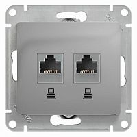 Механизм розетки комп. 2-м Glossa RJ45+RJ45 кат.5е алюм. | код. GSL000385KK | Schneider Electric