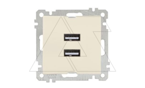 21 - Розетка 2xUSB Type A, сл.кость | код 2100-449-0102 | Mutlusan