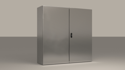 Щит ECOR моноблочный 800x1000x300мм (ВxШxГ) из нерж. стали навесной с монт. панелью двудверный, 2 язычковых замка, дно глухое, IP55 | код EC100830X | ETA