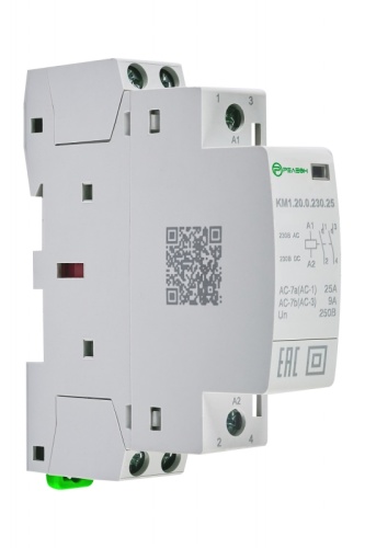 KM1.20.0.230.25 Модульный контактор 2НО контакта 25А (~/= 230В AC/DC) | код KM120023025 | РЕЛЕОН