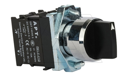 Переключатель PB1S, черный, I-0-II, фиксация, 2NO, 6A 230VAC/24VDC, без подсветки, 22mm, IP65 | код PB1S-20XS6/K | АРТ