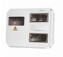 Щит учета распределения ЩУРН-П 1/12 IP55 (ЩУР) пластиковый, 1 фазный счетчик дин рейка на 12 автоматов, 272х332х109, IP55 | код KRZMI11 | KRZMI